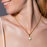 Deco Pendant in Gold With Green, White & Pavé
